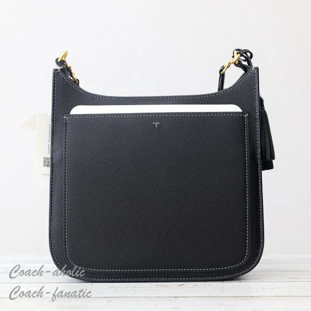 NWT Tory Burch Thea Web Large Shoulder Bag Leather Crossbody in Black - Picture 8 of 13